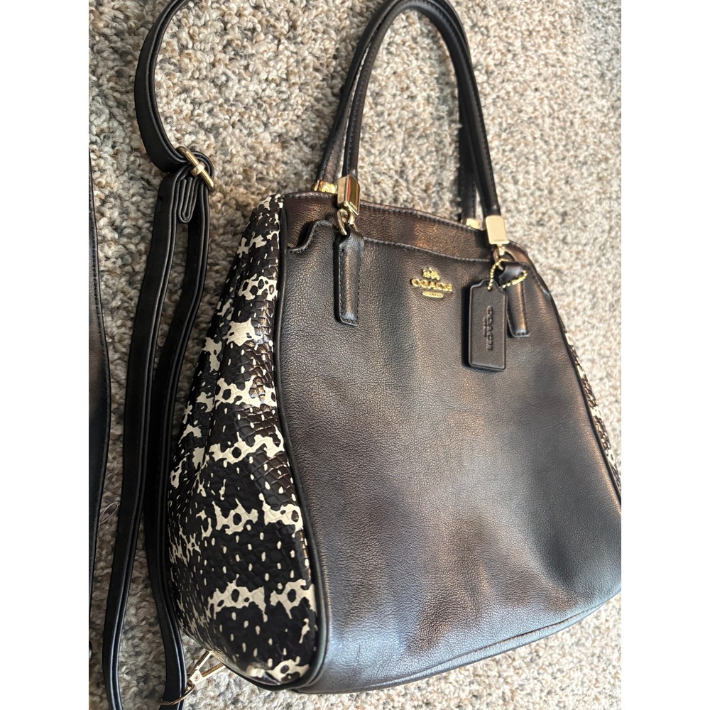 Vintage Coach Minetta Crossbody Satchel, Black Snakeskin Accent - Picture 6 of 16